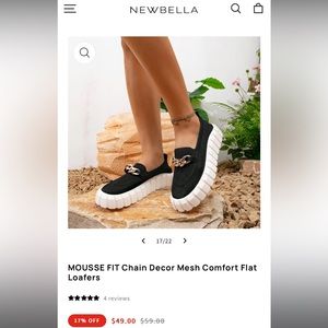 NewBella MOUSSE FIT Chain Decor Mesh Comfort Flat Loafers - NEW!
